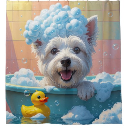 Rideaux De Douche West Highland White Terrier Sleepy mignonne drôle (Devant)