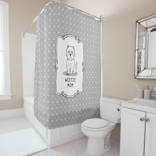 Rideaux De Douche Westie Mom - West Highland White Terrier Mom (En situation)