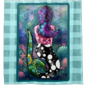 Rideaux De Douche Whimsical Abstract Mermaid Nautical Teal Seashells (Devant)