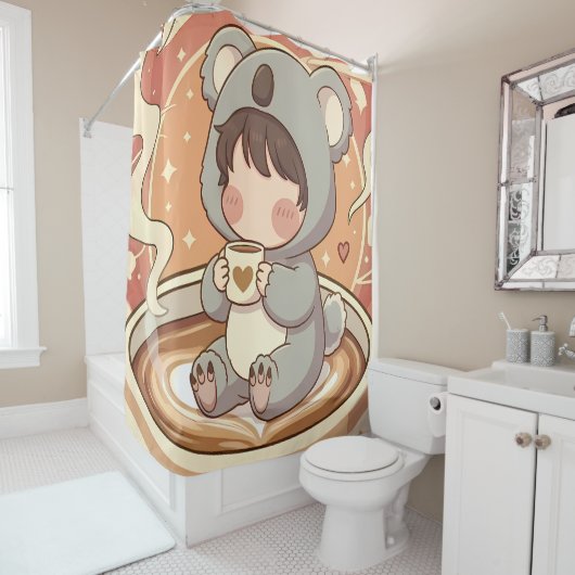 Rideaux De Douche Whimsical Chibi Koala Adventure Shower Curtain (En situation)