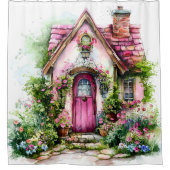Rideaux De Douche Whimsical Cottage Garden Pink House | (Devant)