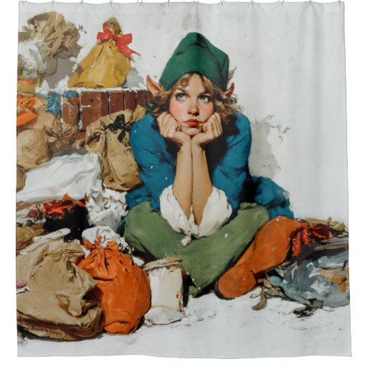 Rideaux De Douche Whimsical Elf Among Gift Bags (Devant)