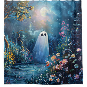 Rideaux De Douche Whimsical Ghost Garden Walking Path