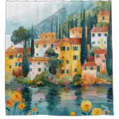 Rideaux De Douche Whimsical Italian Lakeside Village Art (Devant)