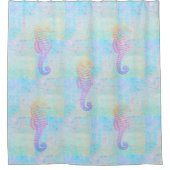 Rideaux De Douche Whimsical Rainbow Pastels Sea Horse (Devant)