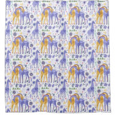 Rideaux De Douche Whimsical violet Turquoise Giraffes Jaunes Motif (Devant)