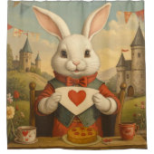 Rideaux De Douche Whimsical White Rabbit Hearts Enchanted Wonderland (Devant)