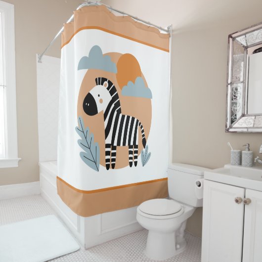Rideaux De Douche Whimsical Zebra Scandinave Influencée (En situation)