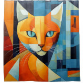 Rideaux De Douche Whiskers Abstraits : Chat orange (Devant)