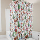 Rideaux De Douche White Background Christmas Decorative Pattern