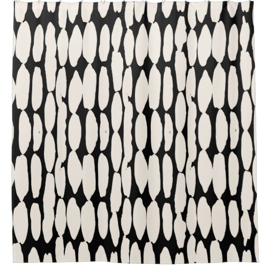 Rideaux De Douche White black dot pattern. shibori circle seamless. (Devant)