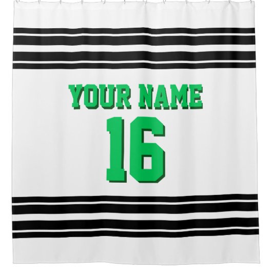 Rideaux De Douche White Black Stripes Sports Jersey Emerald Green (Devant)