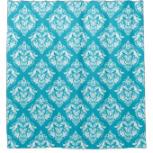Rideaux De Douche White & Blue Floral Damasks Pattern (Devant)