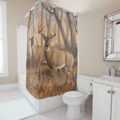 Rideaux De Douche White Deer Buck & Doe Automne Maple Woods (En situation)