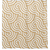 Rideaux De Douche White & Gold Sea Ocean Waves Motif (Devant)