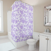 Rideaux De Douche White & Lavender Glittery Damasks Pattern (En situation)