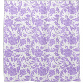 Rideaux De Douche White & Lavender Glittery Damasks Pattern (Devant)