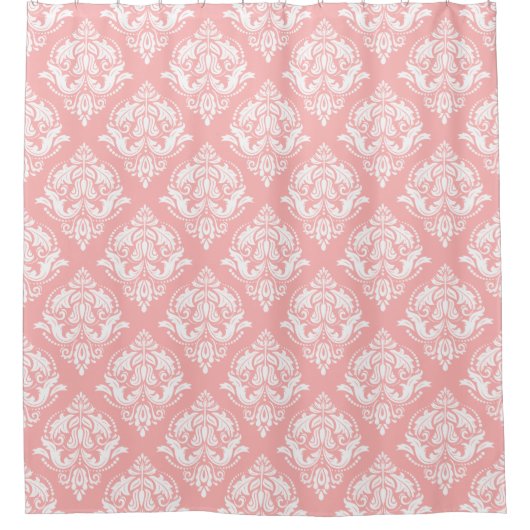 Rideaux De Douche White & Pink Floral Damasks Pattern (Devant)