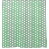 Rideaux De Douche White Polka Dots on Sage Green  (Devant)