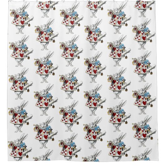 Rideaux De Douche White Rabbit Alice Wonderland Hearts (Devant)