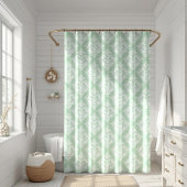 Rideaux De Douche White & Sage Green Floral Damasks Pattern