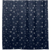 Rideaux De Douche White Snowflakes on a Dark Blue Background (Devant)