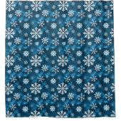 Rideaux De Douche White Snowflakes Pattern On Cool Blue (Devant)