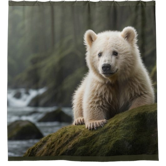 Rideaux De Douche White Spirit Bear Cub Wildlife Art (Devant)