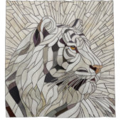 Rideaux De Douche White tiger - Stained Glass Mosaic Digital Art (Devant)