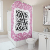 Rideaux De Douche William Morris Alphabet Strawberry Thief Rose (En situation)
