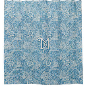 Rideaux De Douche William Morris Blue Marigold Monogramme