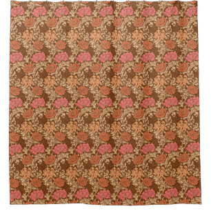 Rideaux De Douche William Morris Chrysanthèmes, Brown et rouille