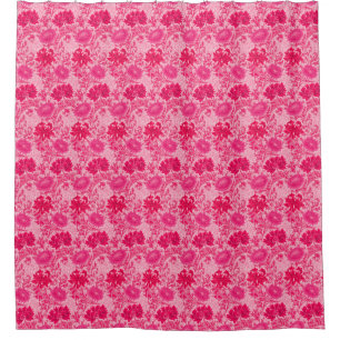 Rideaux De Douche William Morris Chrysanthemums, Fuchsia Pink