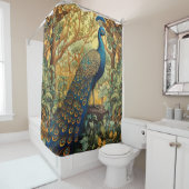 Rideaux De Douche William Morris Design, Peacock Dans La Forêt (En situation)