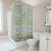 Rideaux De Douche William Morris Fleurs Florales Acanthus Bleu Feuil (En situation)