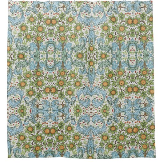 Rideaux De Douche William Morris Fleurs Florales Acanthus Bleu Feuil (Devant)
