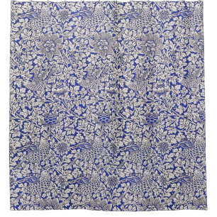 Rideaux De Douche William Morris Fleurs Vintages Oiseaux Bleu Blanc