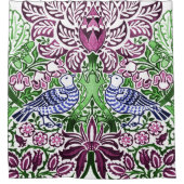 Rideaux De Douche William Morris Folk Art Oiseaux Fleurs Acorns (Devant)