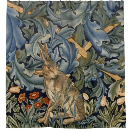 Rideaux De Douche William Morris Forest Rabbit Floral Art Nouveau (Devant)