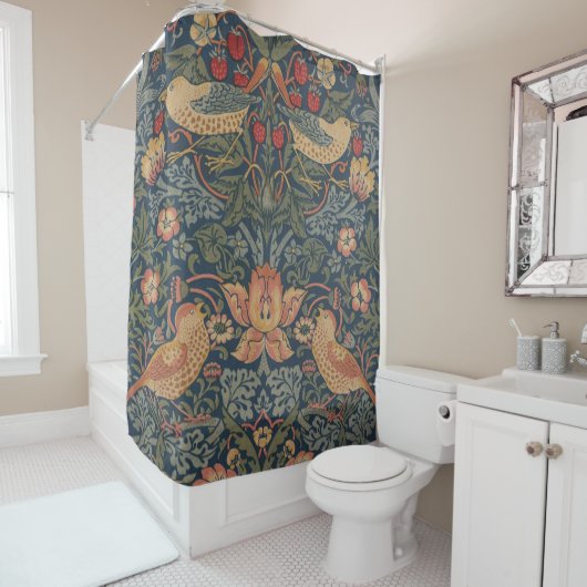 Rideaux De Douche William Morris Fraise Voleurs Oiseaux (En situation)