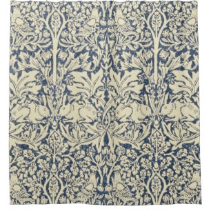 Rideaux De Douche William Morris, gris bleu, motif, Art nouveau, vin