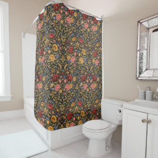 Rideaux De Douche William Morris Inspired Pattern Colorful Flowers