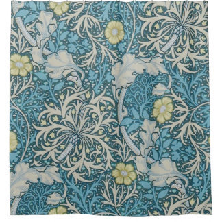 Rideaux De Douche William Morris, motif Art nouveau, algues, bleu, f