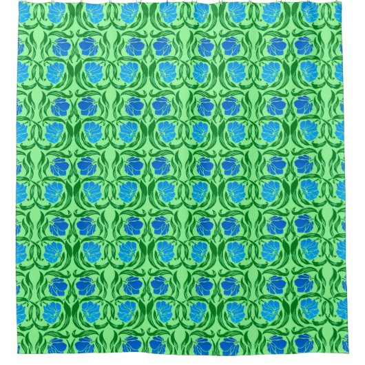 Rideaux De Douche William Morris Pimpernel, Blue & Lime Green (Devant)