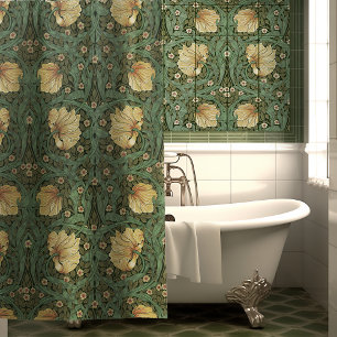 Rideaux De Douche William Morris Pimpernel Vert Art Nouveau Floral