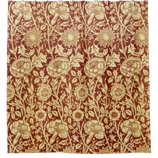 Rideaux De Douche William Morris Rose rouge et blanc (Devant)