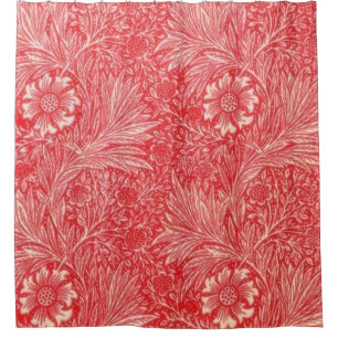 Rideaux De Douche William Morris, rouge, motif floral, victorien, ar