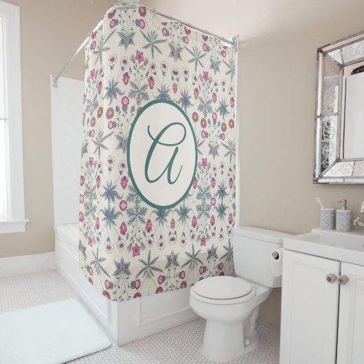 Rideaux De Douche William Morris SHOWER CURTAIN AVEC INITIAL (En situation)
