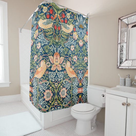 Rideaux De Douche William Morris Strawberry Thief Motif floral (En situation)