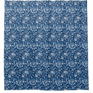 Rideaux De Douche William Morris Sunflower, bleu foncé et blanc